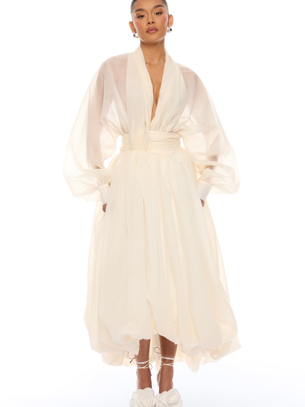 Cream Taffeta Bubble Dress XL